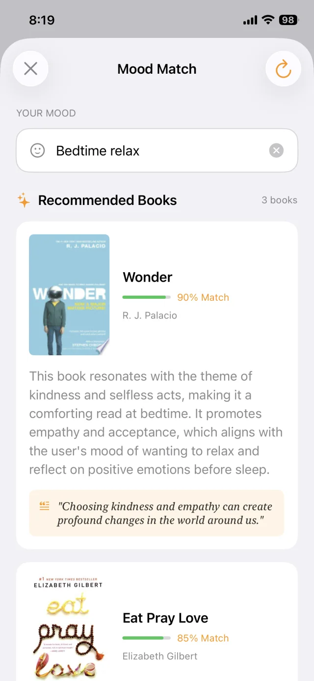 Bookra mood recommendations